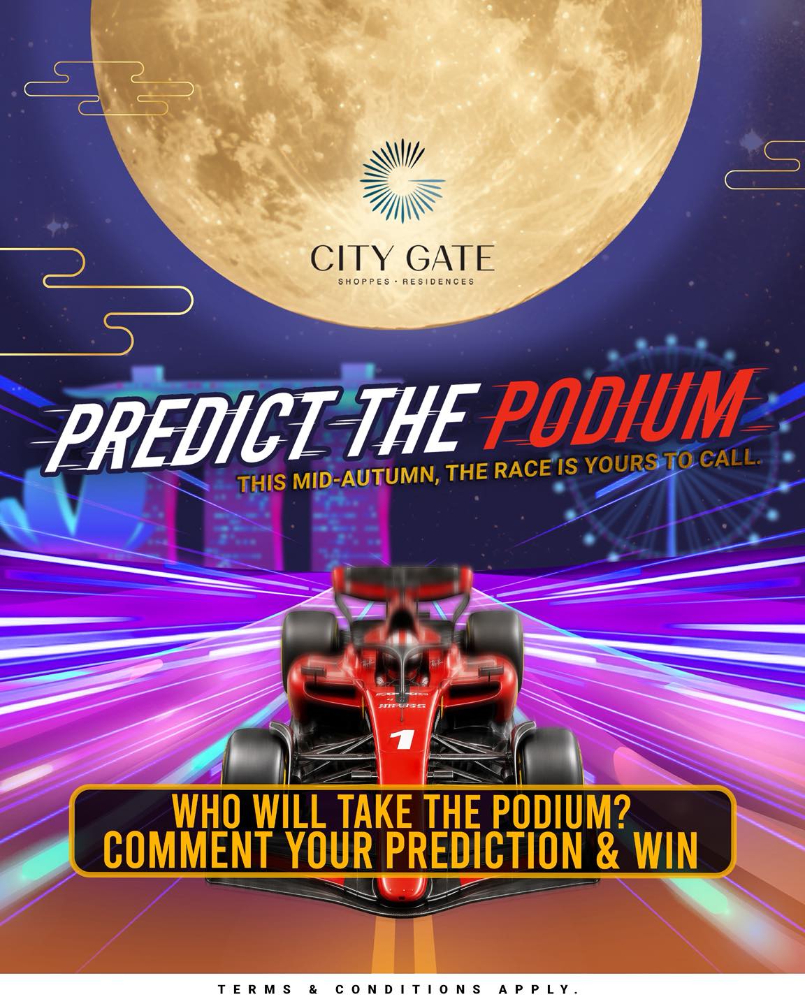 City Gate Predict the Podium artwork — who will take the podium? Comment your prediction and win